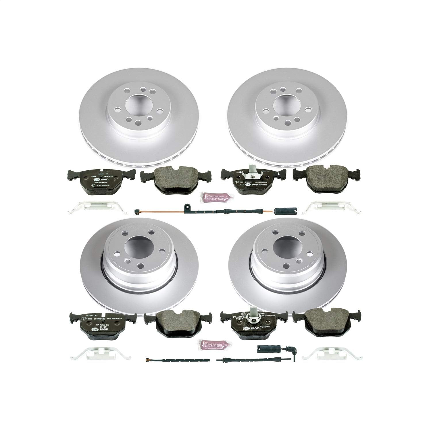 Euro-Stop Power Stop Brake Kit Front and Rear and 1 Front & 1 Rear Sensor Wires For BMW X5 2004-2006 [Model Specific]
