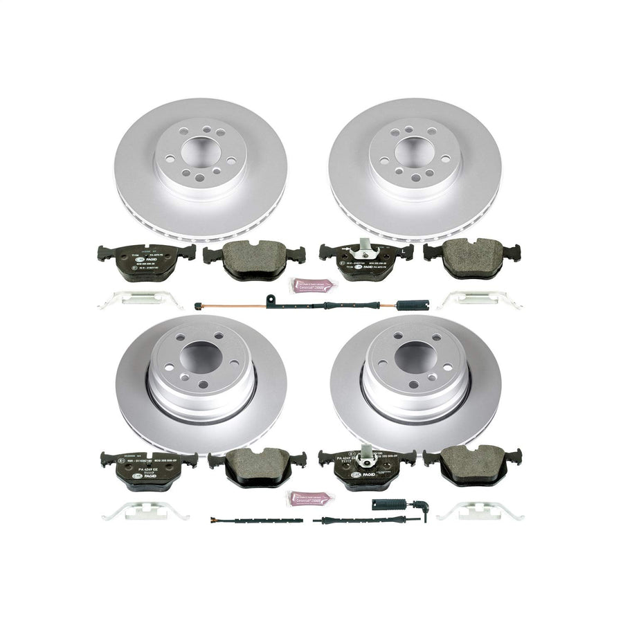 Euro-Stop Power Stop Brake Kit Front and Rear and 1 Front & 1 Rear Sensor Wires For BMW X5 2004-2006 [Model Specific]