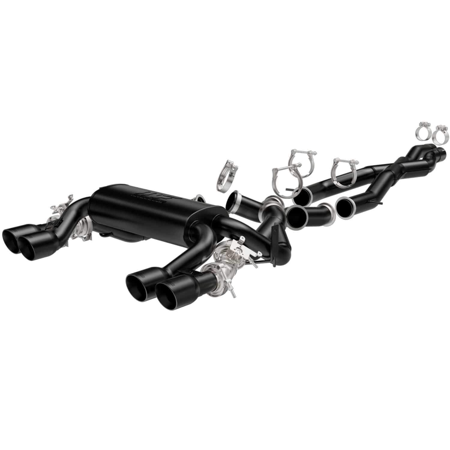 Cat-Back MagnaFlow Performance Exhaust System 19187 - Sport Series, Stainless Steel 2.5in Main Piping, Quad Split Rear Exit, Black Coated 3.5in Exhaust Tip - M3/M4 Performance Exhaust Kit