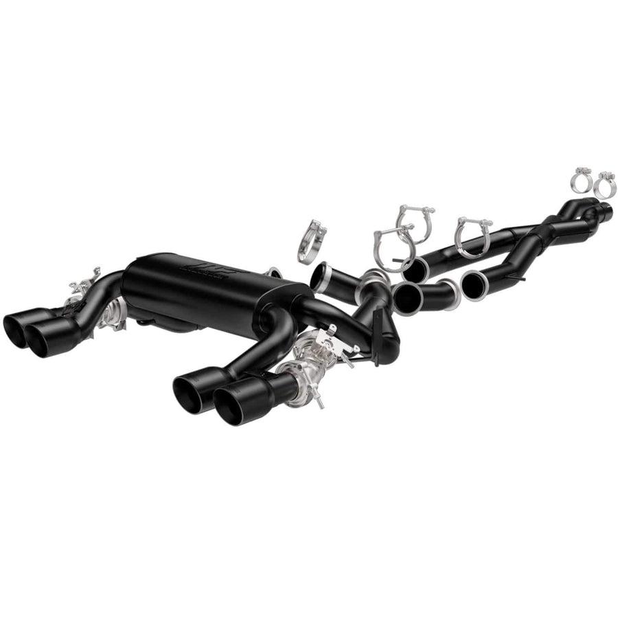 Cat-Back MagnaFlow Performance Exhaust System 19187 - Sport Series, Stainless Steel 2.5in Main Piping, Quad Split Rear Exit, Black Coated 3.5in Exhaust Tip - M3/M4 Performance Exhaust Kit