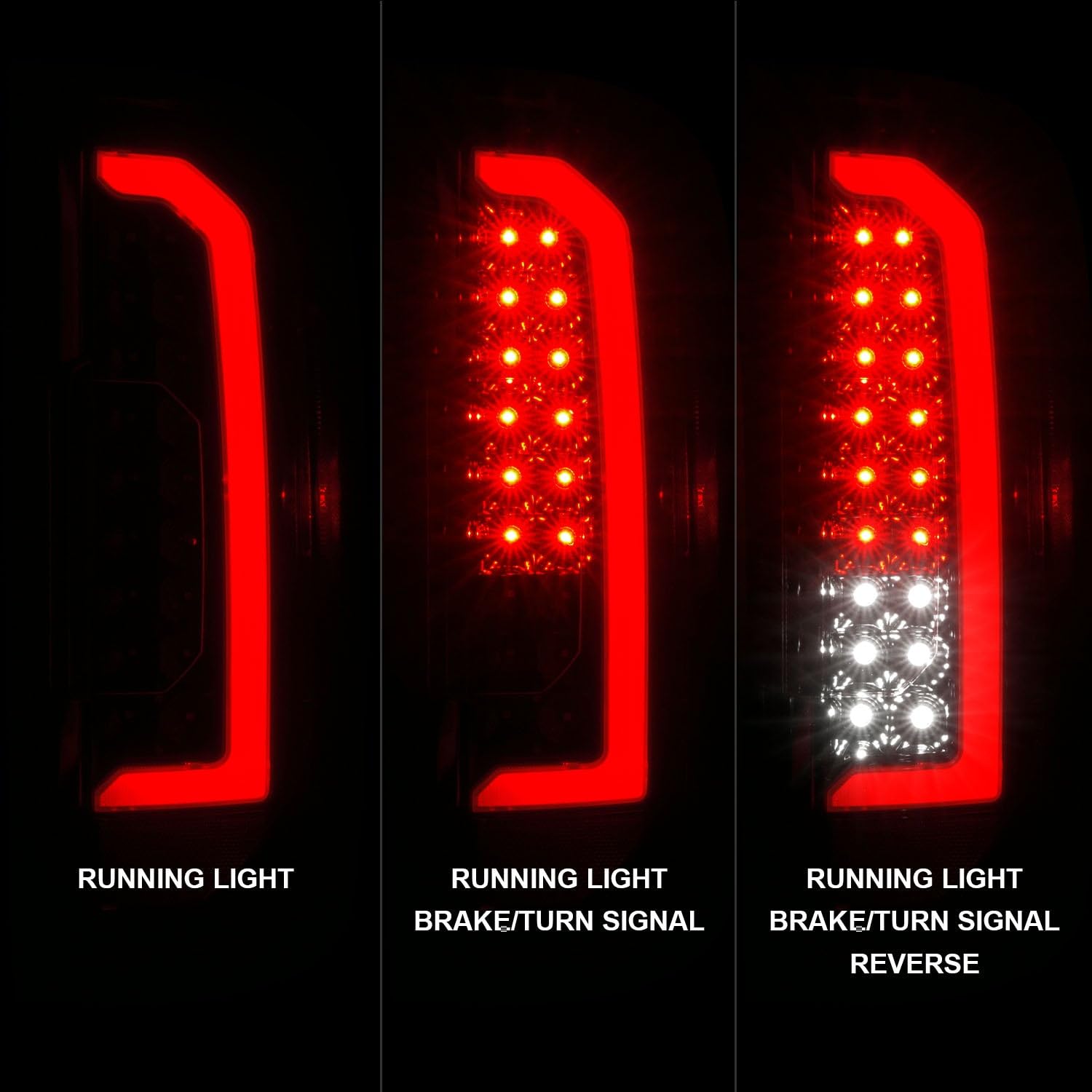 15-21 GMC Canyon ANZO Full LED Taillights w/Red Lightbar Black Housing/Clear Lens