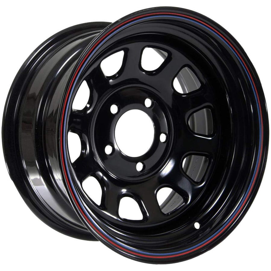 American Racing AR767 Custom Wheels Gloss Black Wheel With Red And Blue Strip (15x7"/5x120.7mm, 0mm offset)