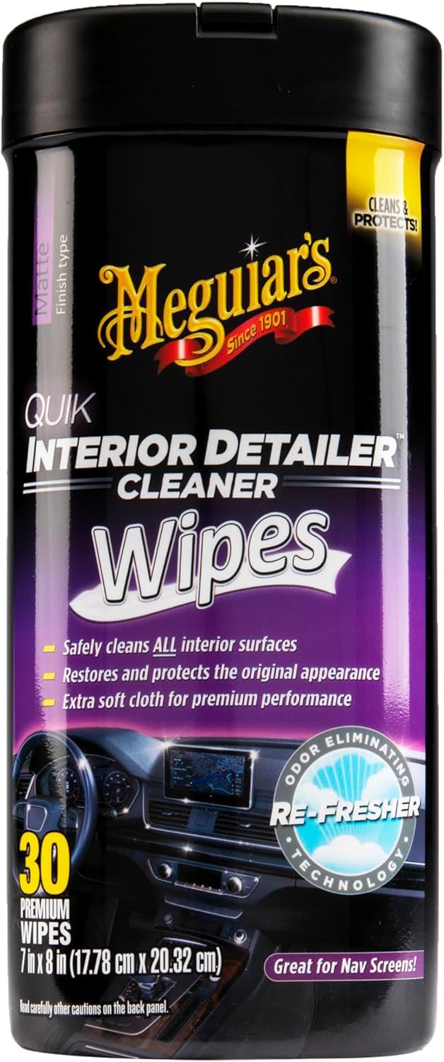 Meguiar's Quik Wipes Interior Detailer, Cleans, Protects & Refreshes All Car Surfaces, 30 Ct, 3 Pack