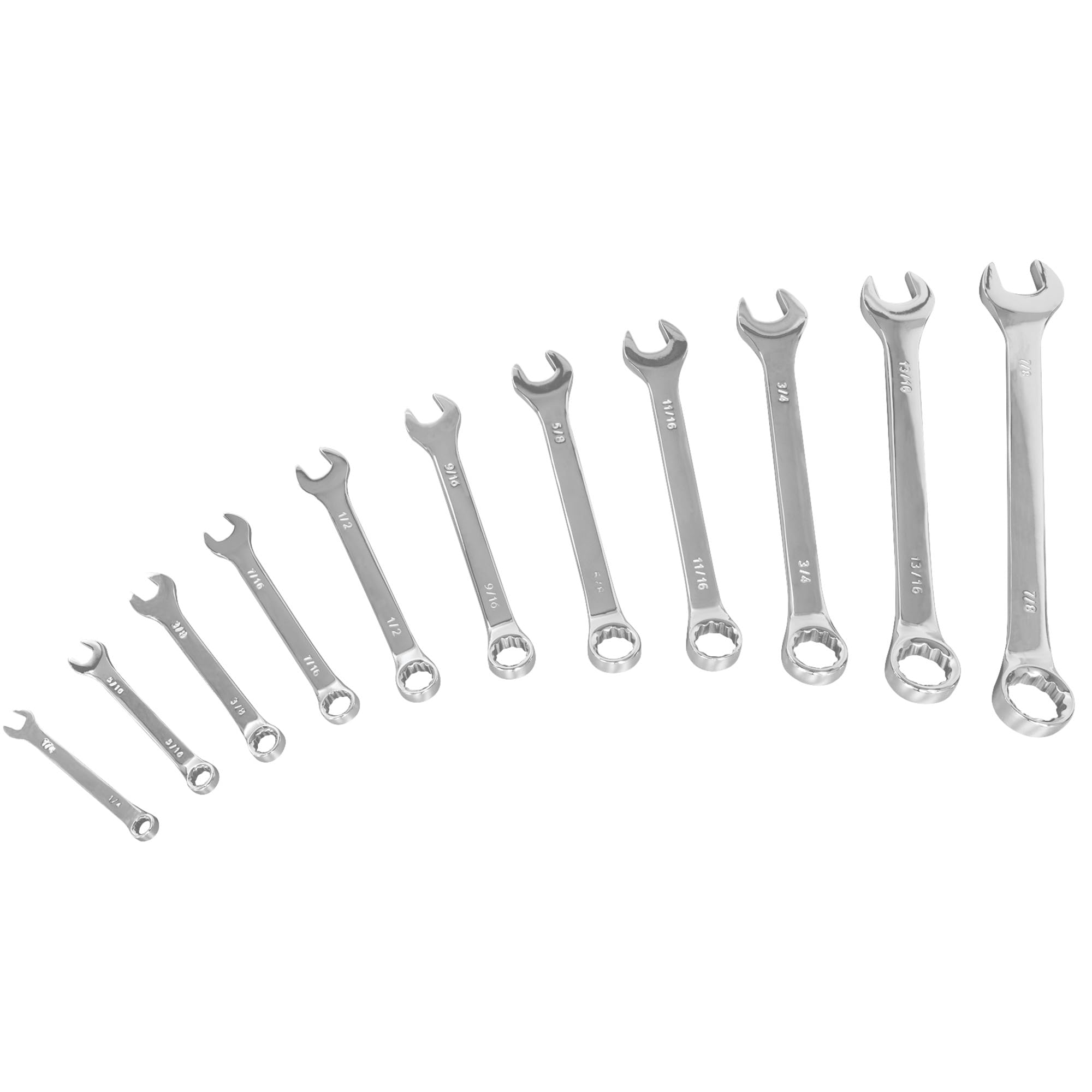 11 Piece Performance Tool W1061 SAE Combination Wrench Set with Case | Premium Mirror Polished Chrome Vanadium Steel
