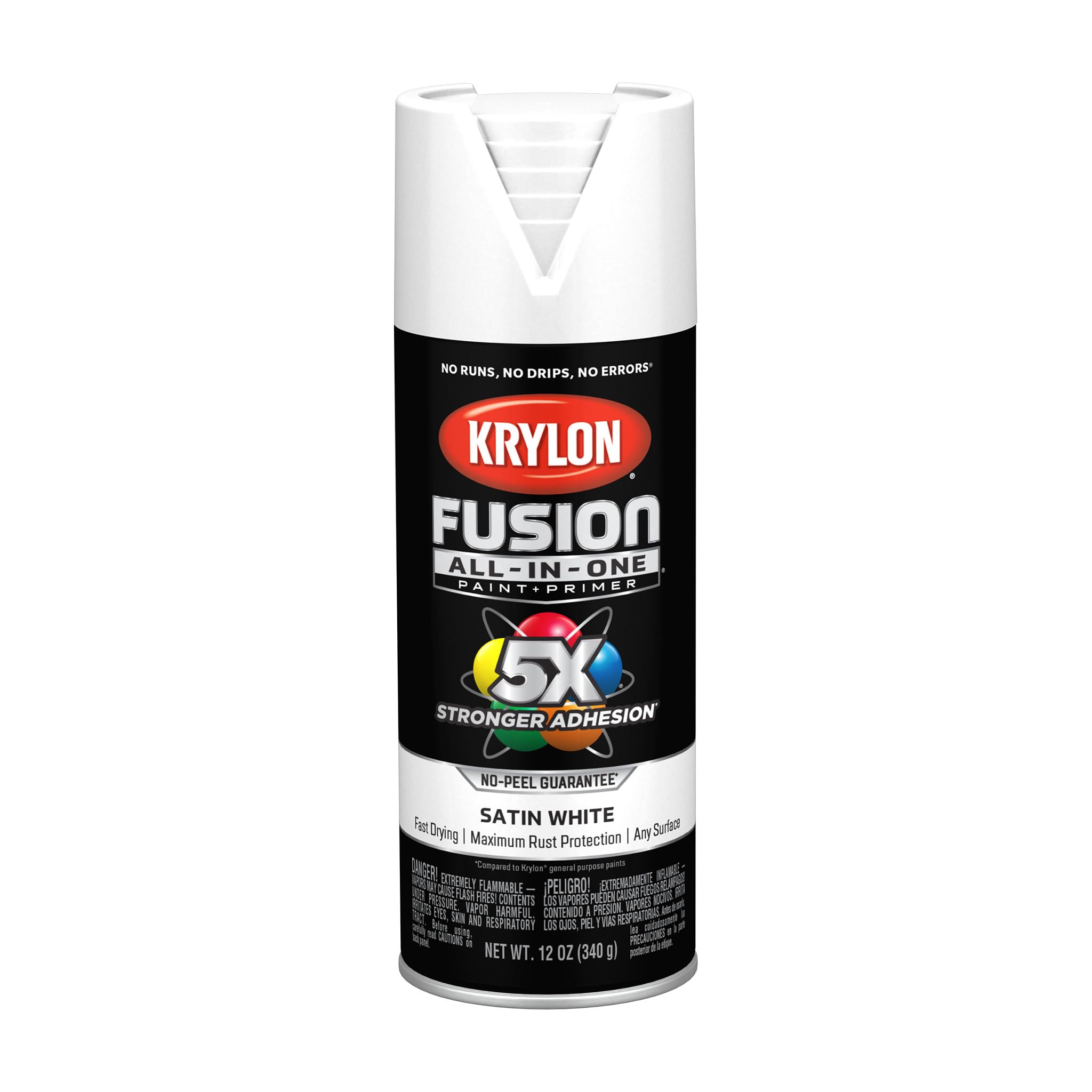 Krylon All-In-One Fusion Adhesive Spray Paint for Indoor/Outdoor Use, 12 oz, White