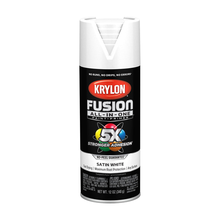 Krylon All-In-One Fusion Adhesive Spray Paint for Indoor/Outdoor Use, 12 oz, White