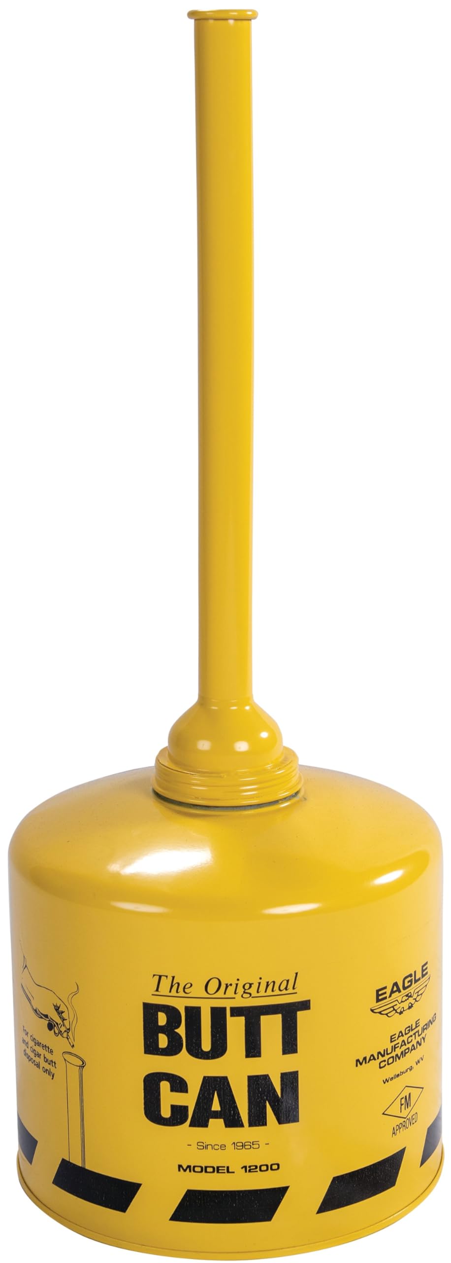 Eagle Yellow 1200YELLOW All Metal Galvanized Steel Original Butt Can, 5 gallon Capacity, 33" Height, 12" Diameter