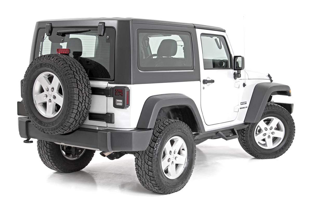 Contoured Rough Country Drop Steps for 07-18 Jeep Wrangler JK | 2 Door - 90763,Black