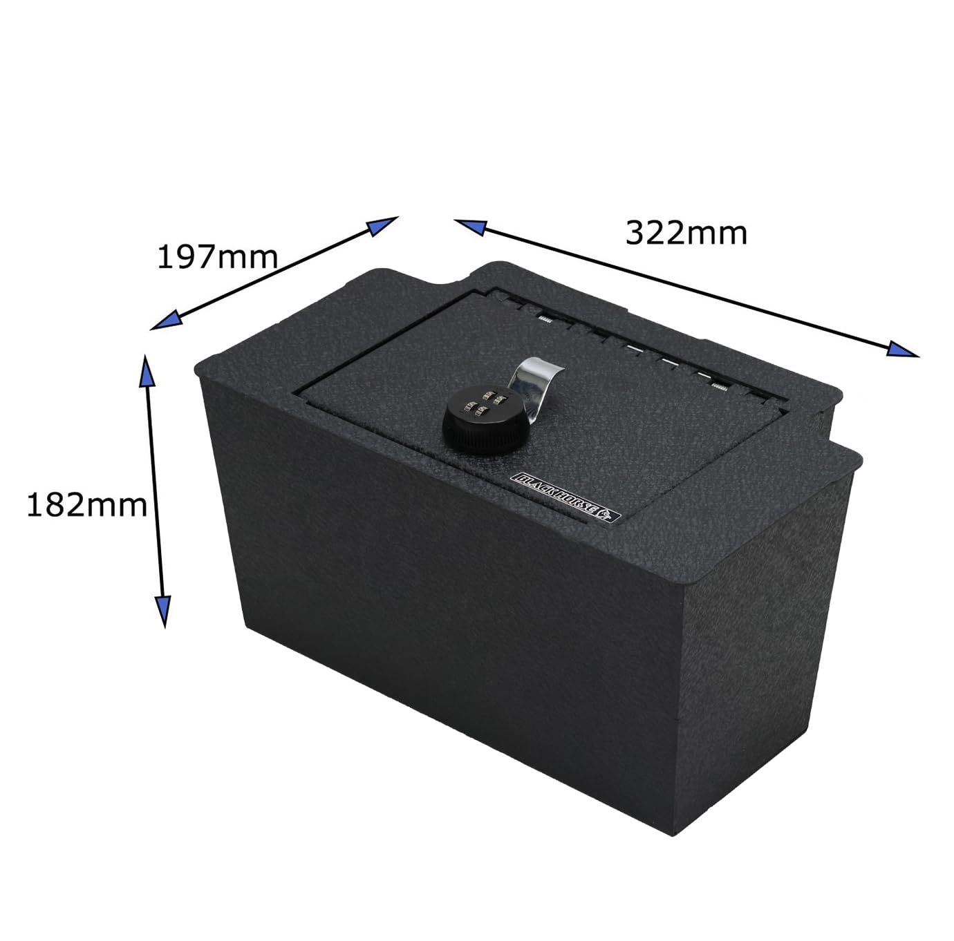 Black Horse Security Lock Box Center Console Safe, Black Gun Box Organizer, with 4 Digit Combination Resettable Lock Compatible with 2023-2024 GMC Sierra 1500|2023-2024 Chevrolet Silverado 1500-ASGM02