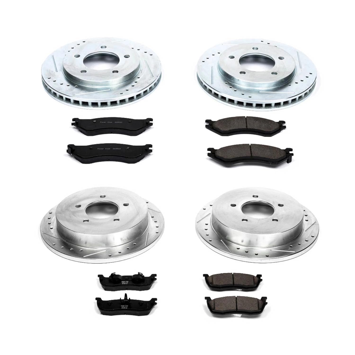 Power Stop K1870 Z23 Carbon Fiber Brake Pads Front and Rear with Drilled & Slotted Brake Rotors Kit For Ford Expedition 1997-2000 Lincoln Navigator 1998-2000 [Vehicle Specific]