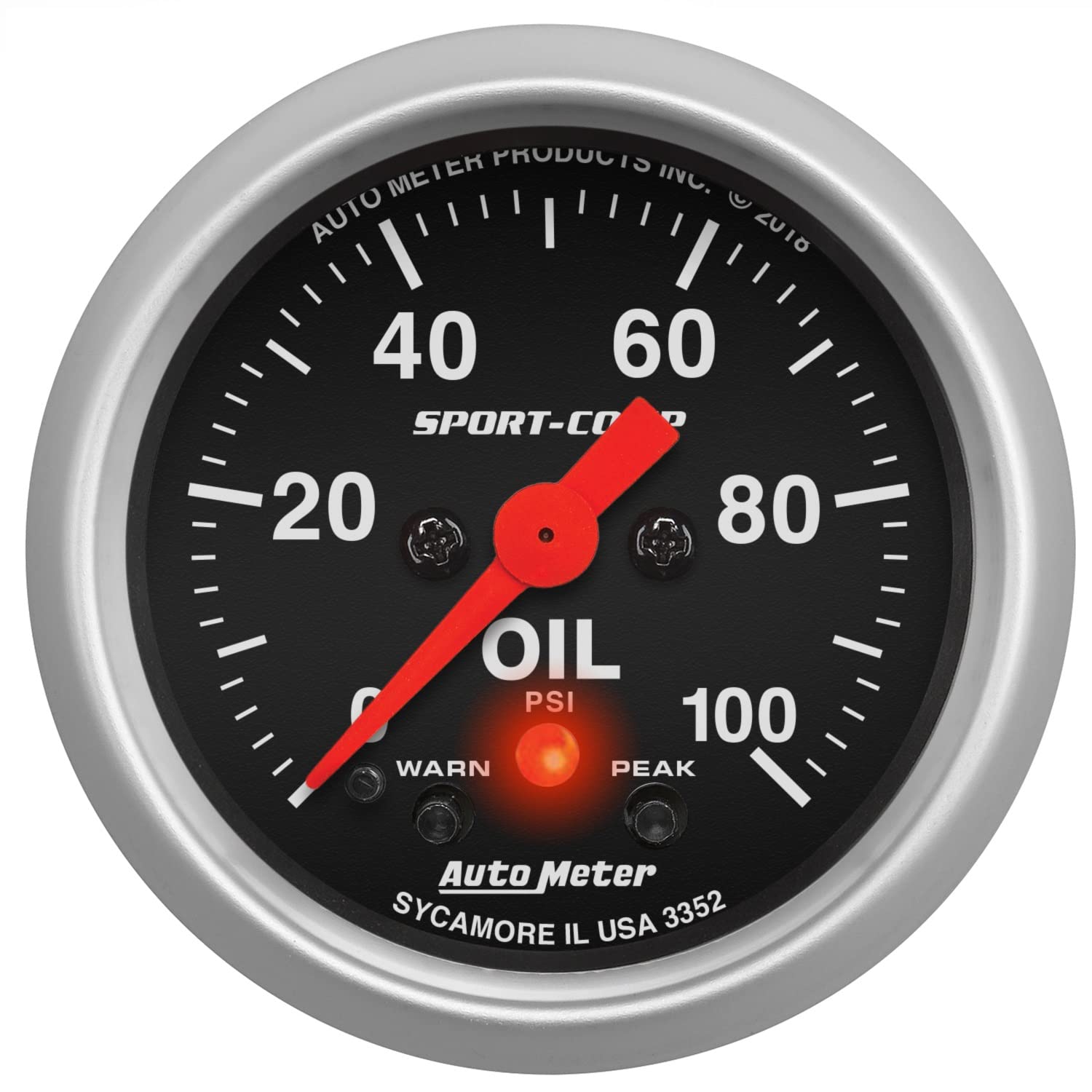 Oil Press AutoMeter 3352 Gauge, 2 1/16", 100Psi, Digital Stepper Motor W/Pk & Wrn, Sport-Comp