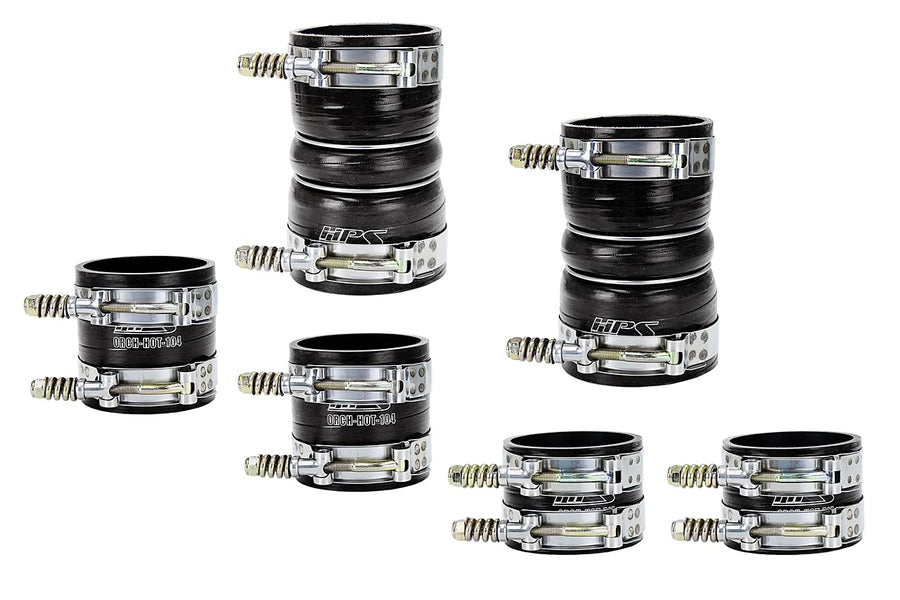 HPS Performance Black Ultra High Temp Silicone Reinforced Intercooler Hose Boots Kit Compatible for 2000-2003 Ford Excursion 1999.5-2003 F250 F350 F450 Superduty 7.3L PowerStroke Diesel, 57-1539-BLK