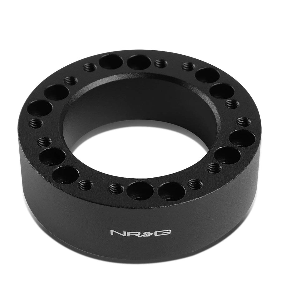 NRG Innovations Universal Steering Wheel 1" Spacer, 6061 Aluminum Hub Extension Spacer w/Horn Space, 6x70mm and 6x74mm Bolt Patterns, Black, NRG-SRK-510BK