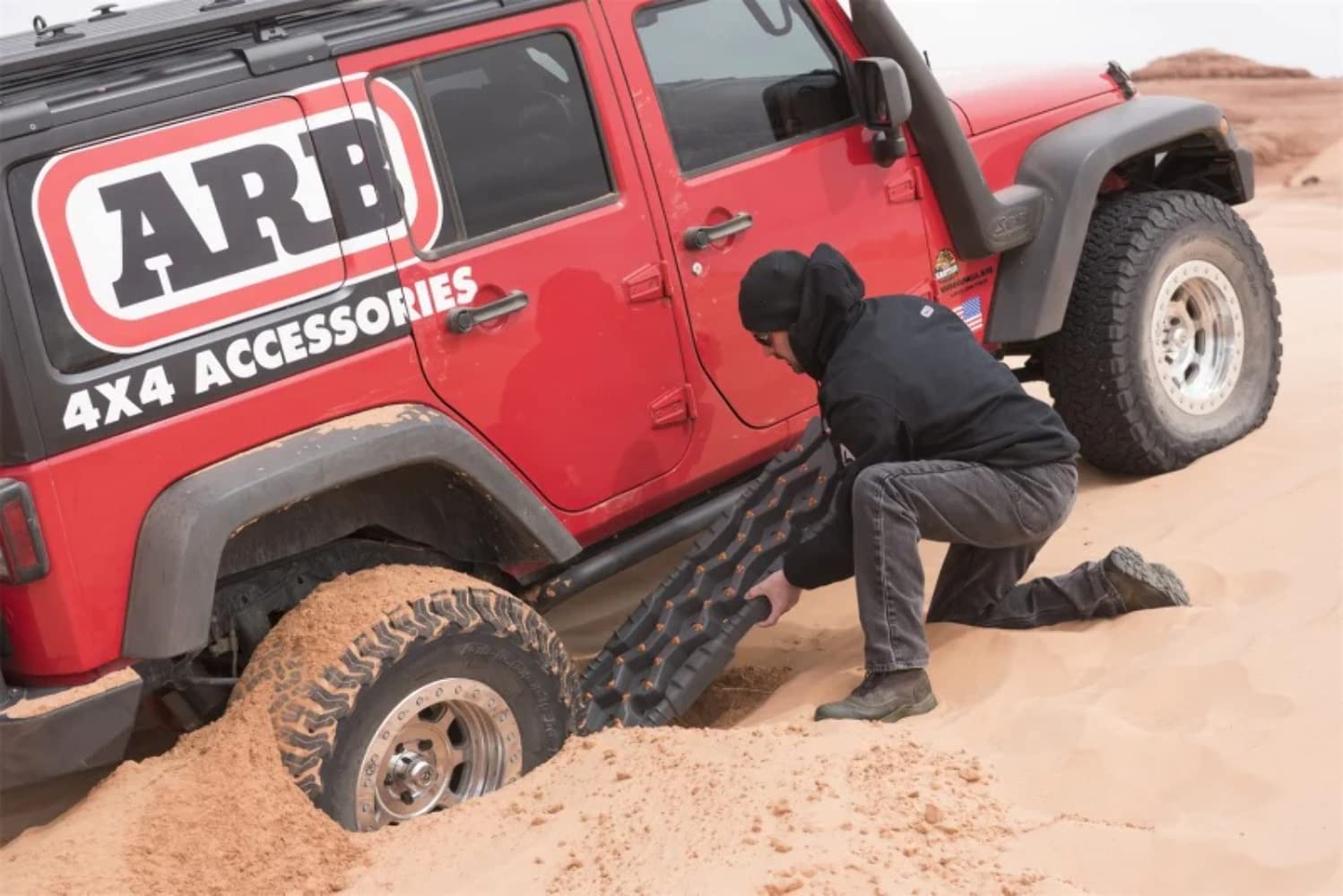 ARB Vehicle TREDPROBB Recovery Boards Traction Tracks and Extraction Device for Off-Road Mud, Sand, Snow, Black with Black Teeth