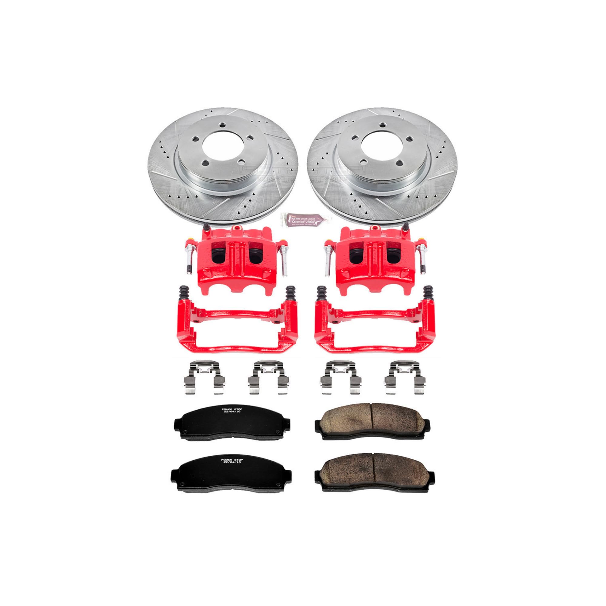Power Stop Z23 Evolution Sport KC1931 1-Click Brake Kit with Powder Coated Calipers (Brake Pads, Drilled/Slotted Rotors)
