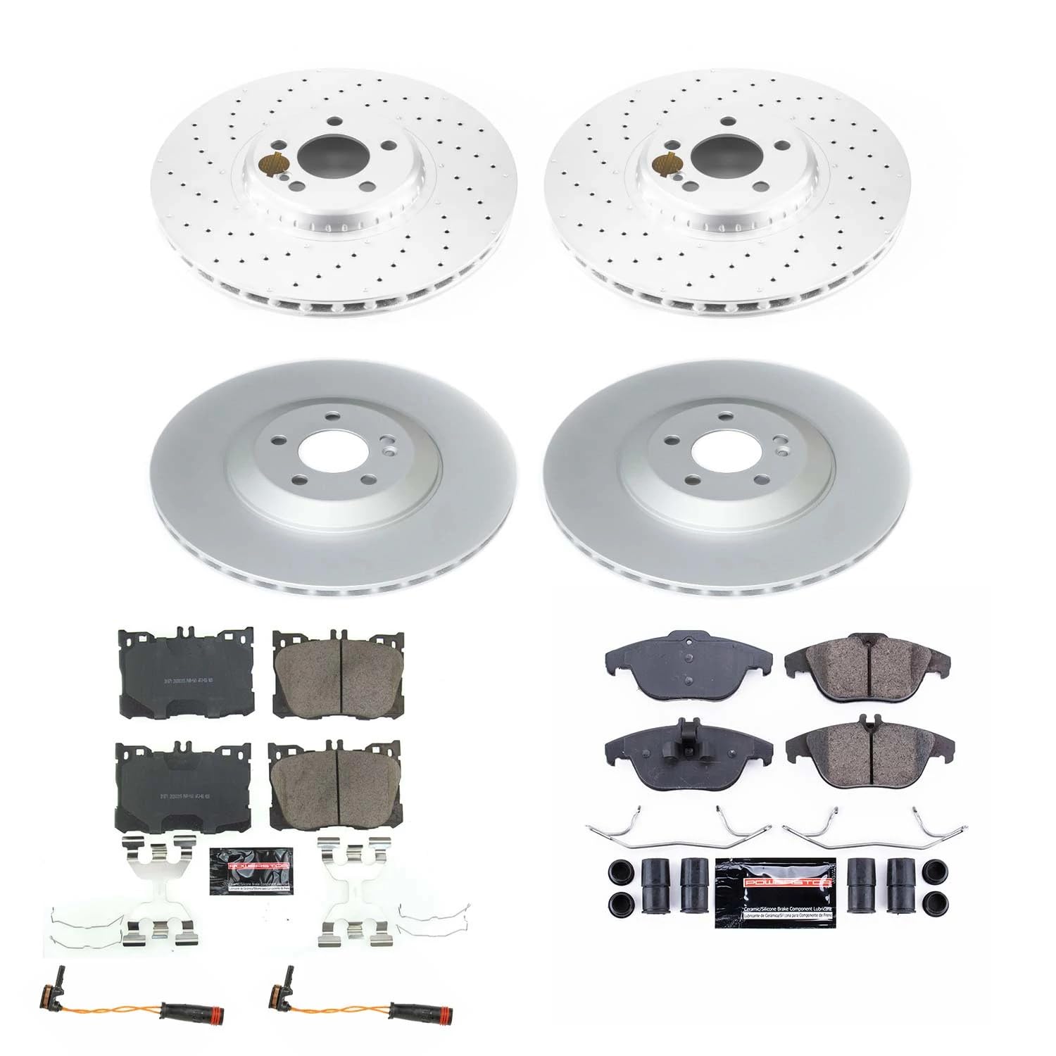 Power Stop Z17 Coated Rotor Kit CRK8195 - Front and Rear Coated Brake Rotors, Ceramic Brake Pads