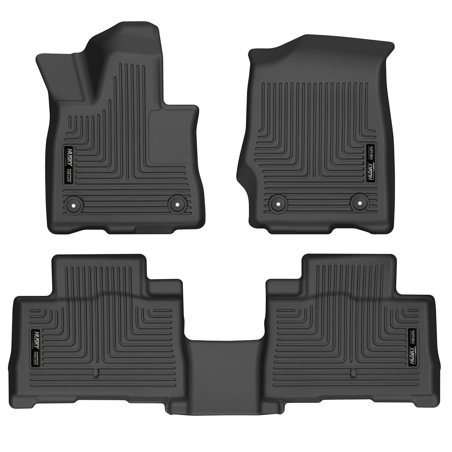 Weatherbeater Husky Liners Floor Mats | Fits 2020-2026 Lincoln Aviator | Front & 2nd Row, 3-pc Black - 99331