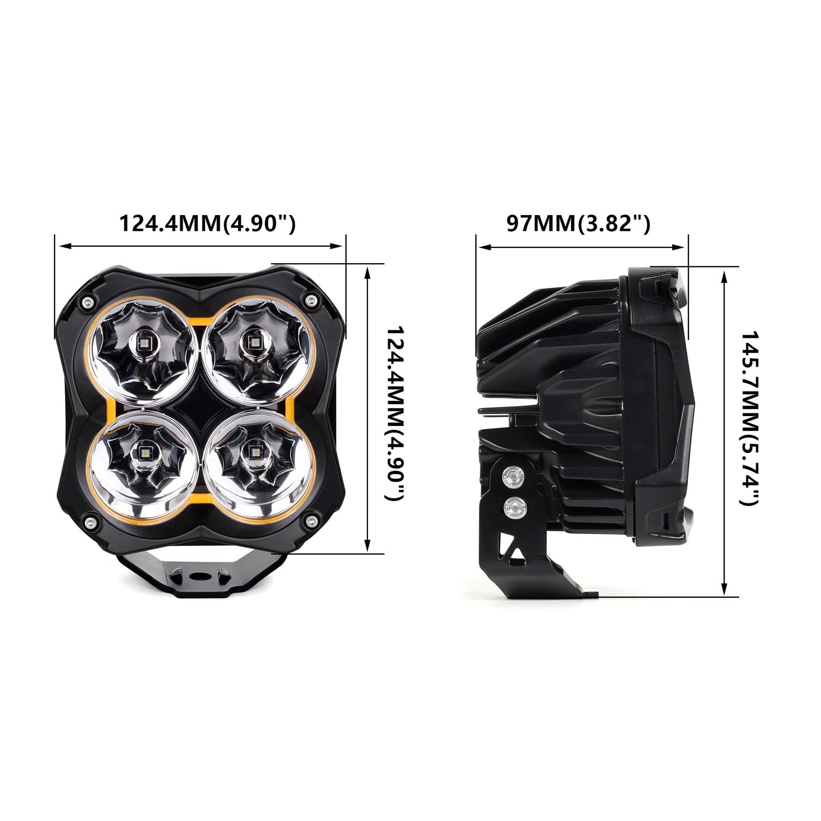 XKGLOW 2pc XK067005-KIT 5in Spot Beam Offroad Cube Light