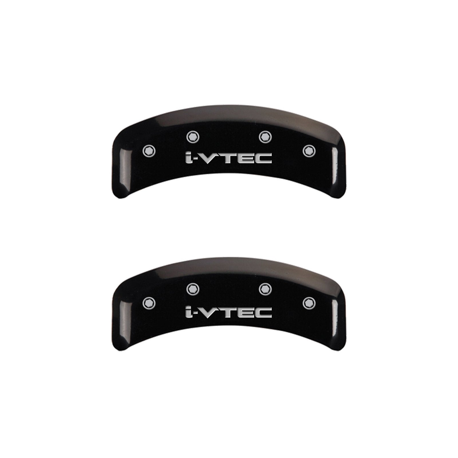 MGP Caliper Covers Front and Rear 20130SIVTBK Black Powder Coat Finish, Set of 4 (i-Vtec Silver Characters, Engraved)