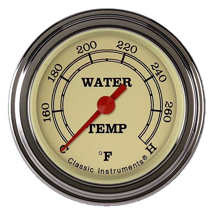 VT126SLF-12 Classic Instruments Vintge 2-1/8" Water Temperature Gauge Full Sweep 12mm