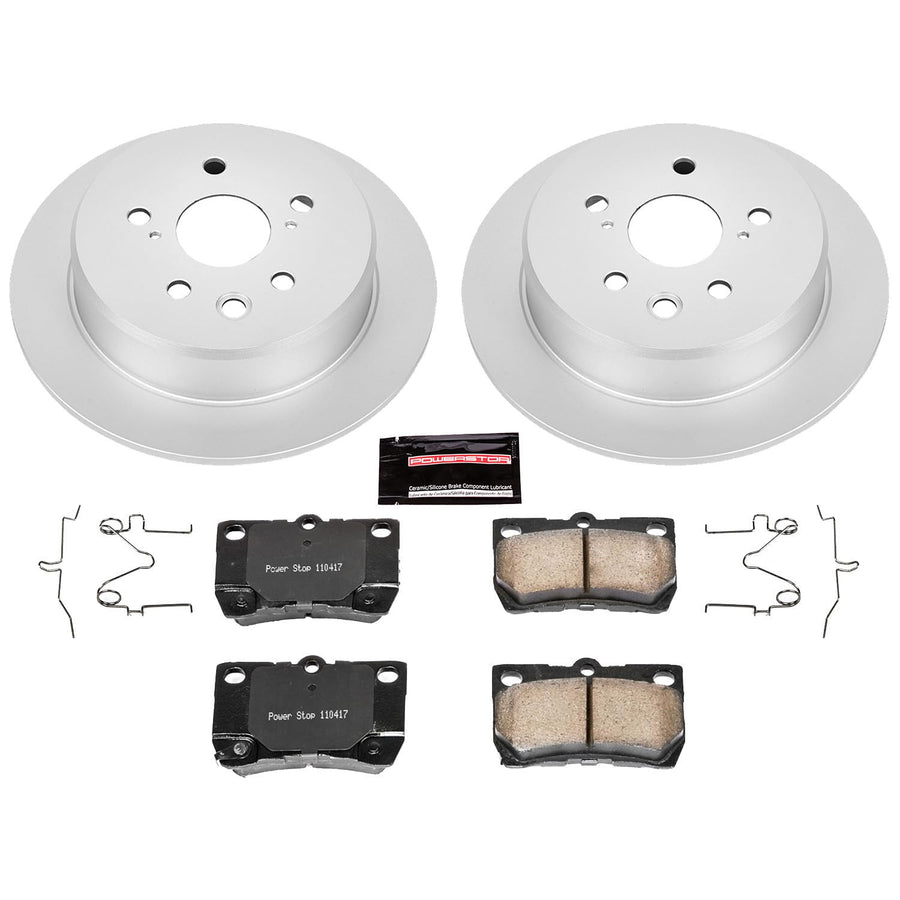 Coated Power Stop CRK195 Brake Rotor & Ceramic Brake Pads- rear For Lexus IS250 2006-2013 [Model Specific]