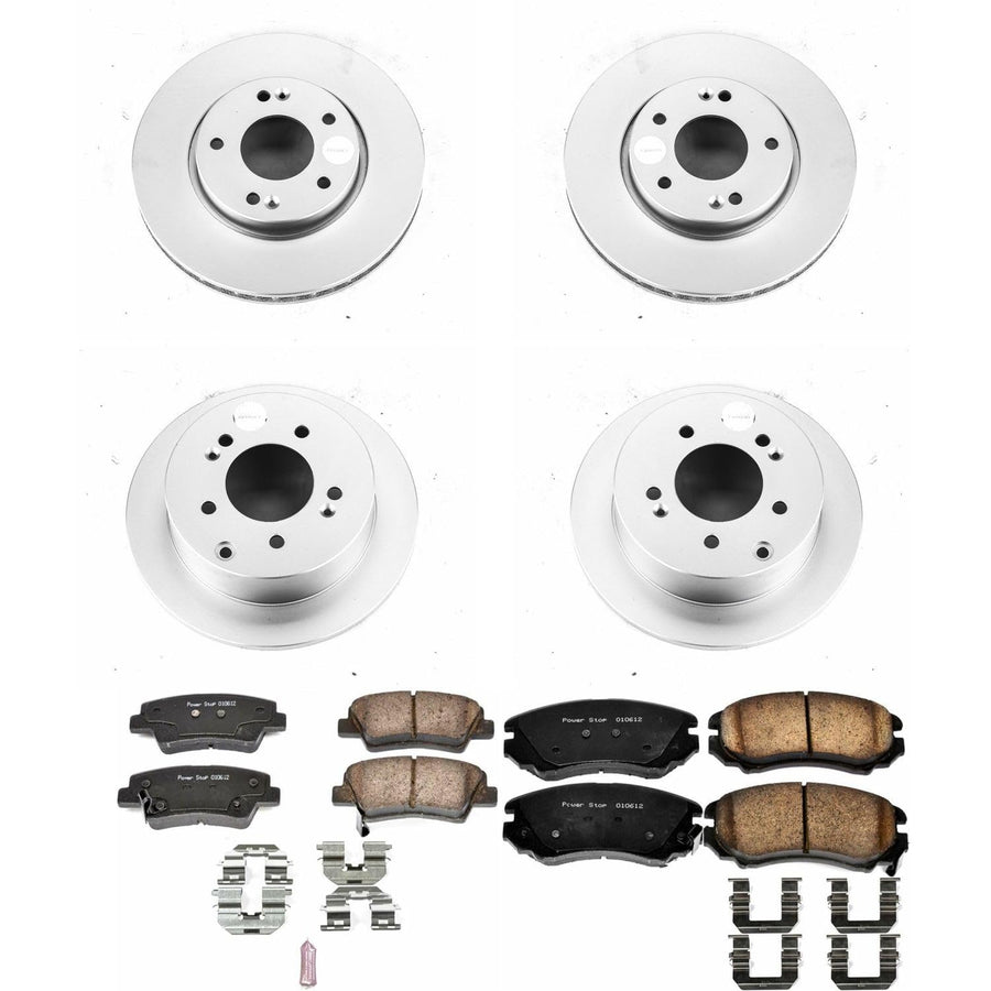 Power Stop CRK5914 Brake Rotor & Coated Ceramic Brake Pads- front & rear For Kia Soul 2010-2011 [Model Specific]