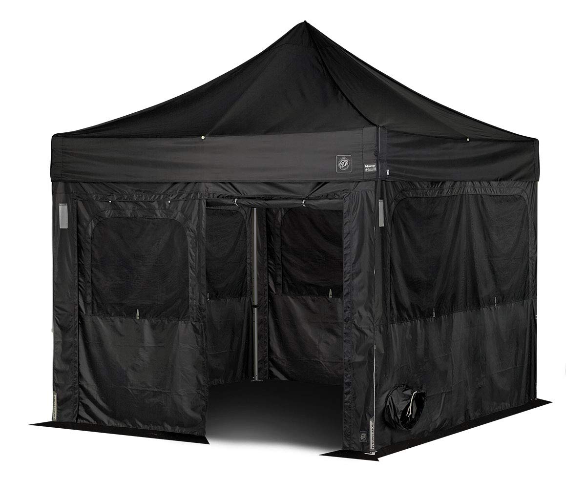 E-Z UP PRO Utility Single Sidewall, Fits 10' Straight Leg, Includes Large Screened Window with Utility Ports, Black
