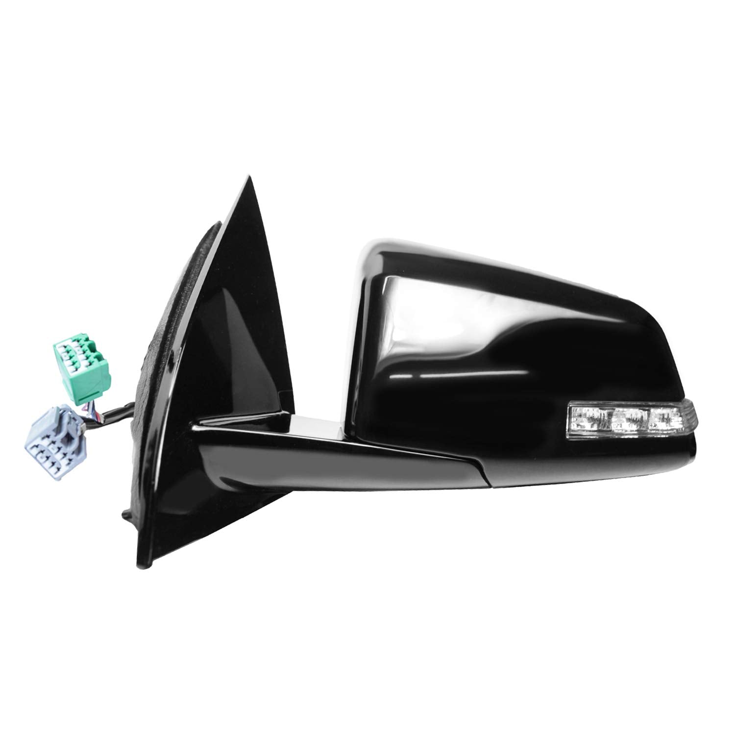 Passenger Side Mirror for GMC Acadia, (1st design, black w/PTM housing, w/memory, w/turn signal, power folding), SATURN Outlook, RH, Heated Power