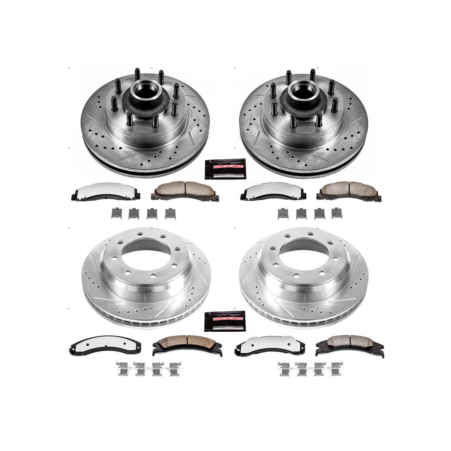 Power Stop K4131-36 Z36 Truck & Tow Front and Rear Brake Kit, Carbon Fiber Ceramic Brake Pads and Drilled/Slotted Brake Rotors