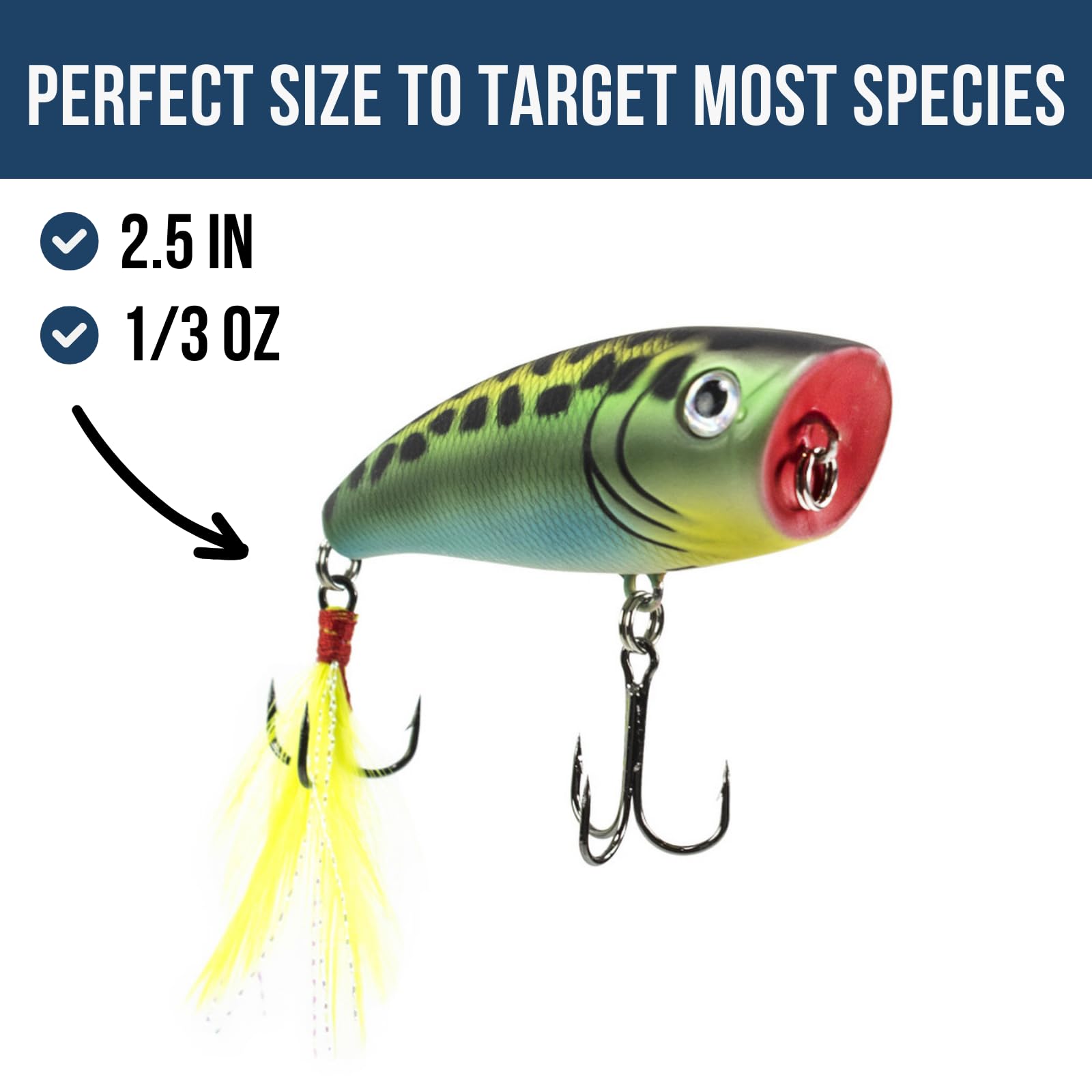 Impact Lunkerhunt Crush | Popper Fishing Lure, Hard Bait Fishing Lure for Bass Fishing | Popping Action to Attract Trout and Pike | Fresh and Saltwater Fishing Lure