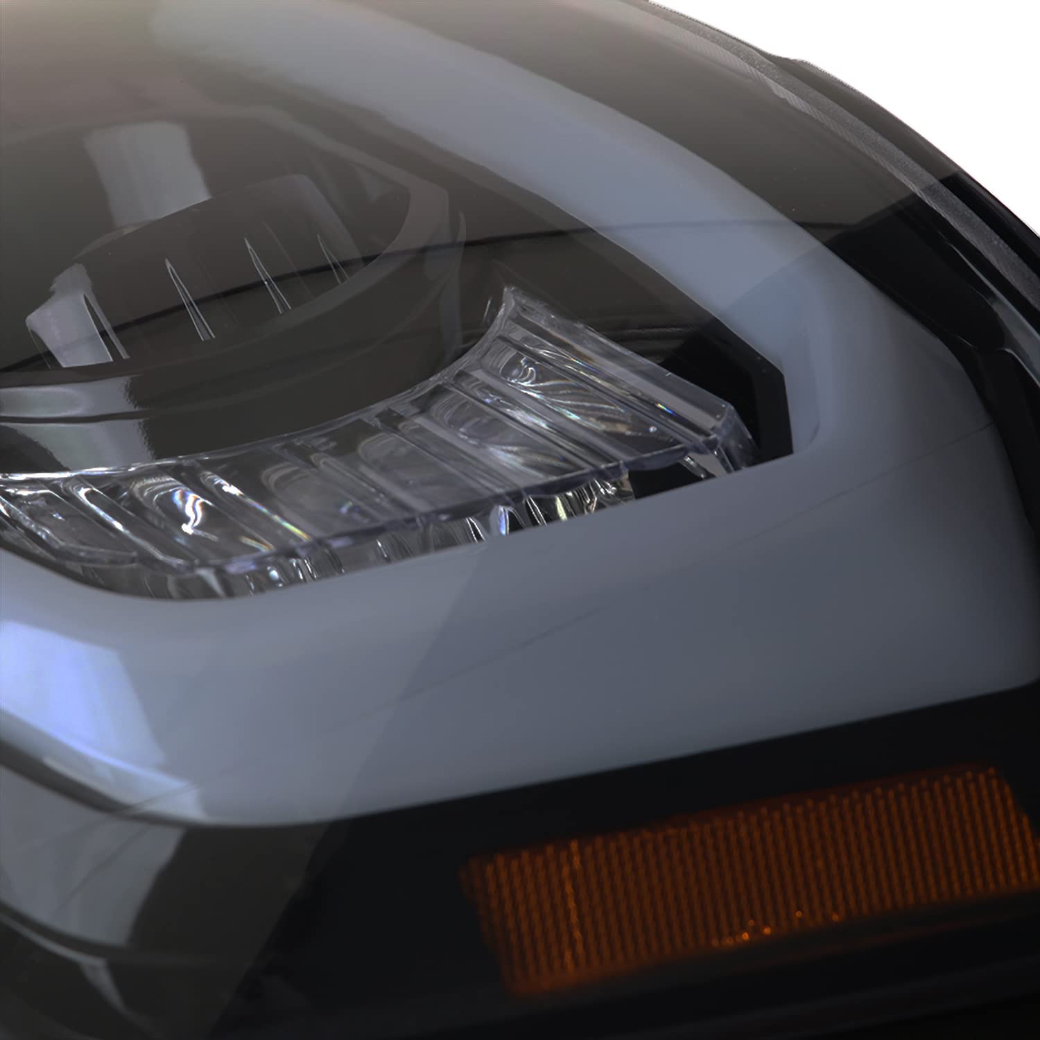 Glossy Black Smoke SPEC-D TUNING DRL LED Strip Projector Headlights Compatible with 2007-2013 Chevy Avalanche, Tahoe, Suburban 1500 2500, Left + Right Pair Headlamps Assembly