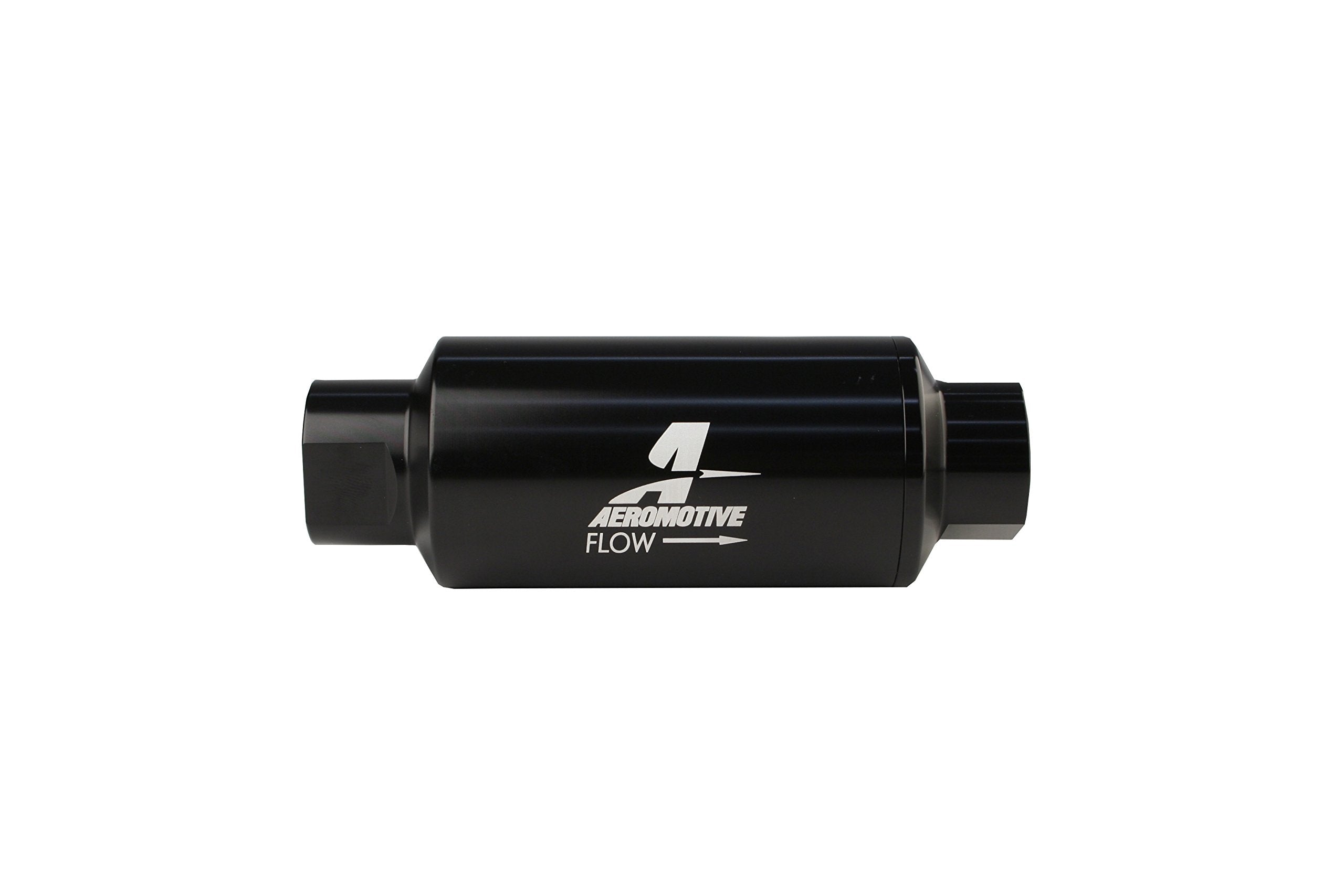 In-Line Aeromotive 12321 Filter, 10-Micron Fabric Element, ORB-10 Port, Bright-Dip Black, 2" OD