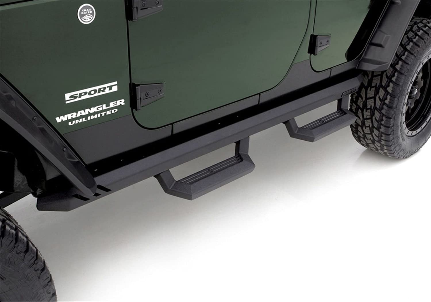 Rock Rail RAMPAGE PRODUCTS Short Steps for All Jeeps | 4-Piece Set, Rock Rails Sold Separately, Steel, Black | 26410034 | Universal Fit