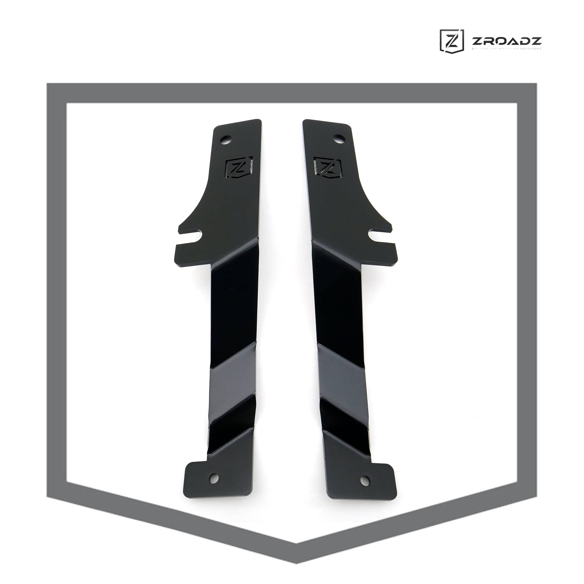 ZROADZ Hood Hinge Ditch LED Mounting Bracket - Compatible w/ 2017-2021 Ford F150 Raptor - to Mount (2) 3 Inch LED Pod Lights - Mild Steel Gloss Black - Bolt-On Easy Installation - PN #Z365701