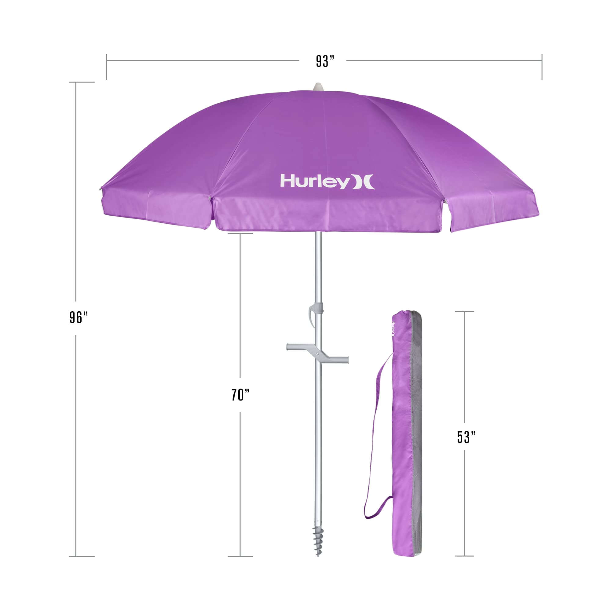 Hurley Shade Umbrella UMB8HRSVLT, 8 ft, Violet