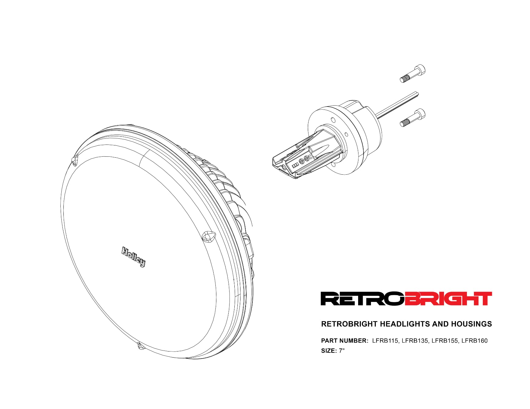 Yellow Lens Holley RetroBright LED Headlight (Utilizes 5700K Bulb)