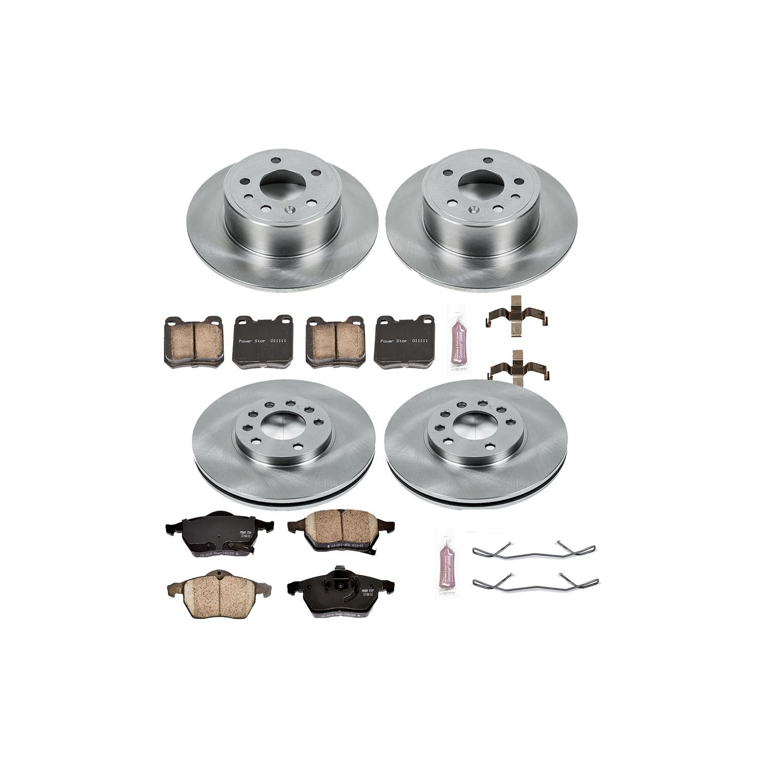 POWERSTOP Autospecialty KOE835 Front and Rear Replacement Brake Kit-OE Brake Rotors & Ceramic Brake Pads For Saab 9-3, Saturn L, Saturn L300, Saturn, Saturn, Saturn, Saturn LW300 [Model Specific]