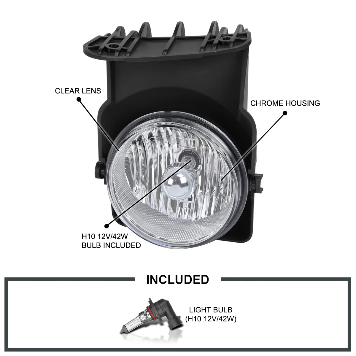 Clear Spec-D Tuning Bumper Driving Fog Lights + Bulbs Compatible with 2003-2006 GMC Sierra 1500 2500HD 3500 Left + Right Pair Assembly