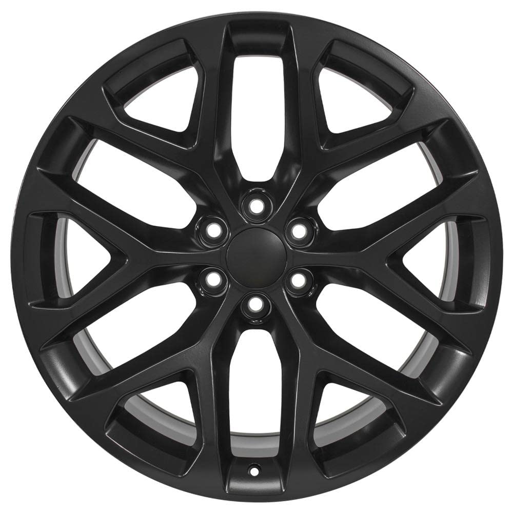 24 Inch OE Wheels CV98B Rim Fits Silverado 1500 Snowflake Style 6x139.7 24x10 Satin Black - Hollander 5668 (1)