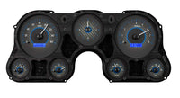 Dakota Digital VHX-67C-PA-C-B Analog Gauge System Compatible with 1967-72 Chevy Pickup Truck with Analog Clock Carbon Fiber Style Blue Backlighting