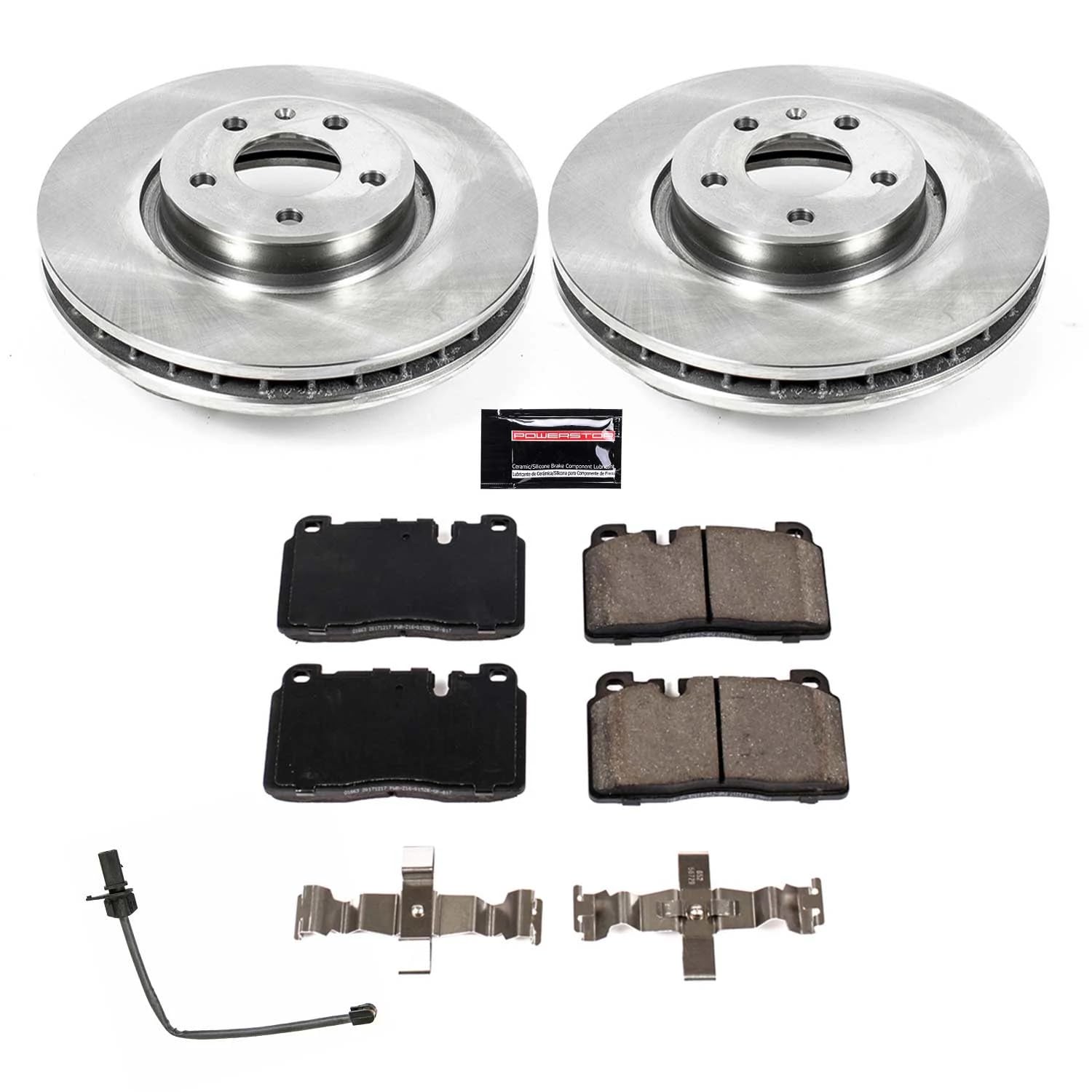 Power Stop Front KOE7653 Replacement Brake Kit and 1 Front Sensor Wire For Audi Q5 2013-2017 [Model Specific]