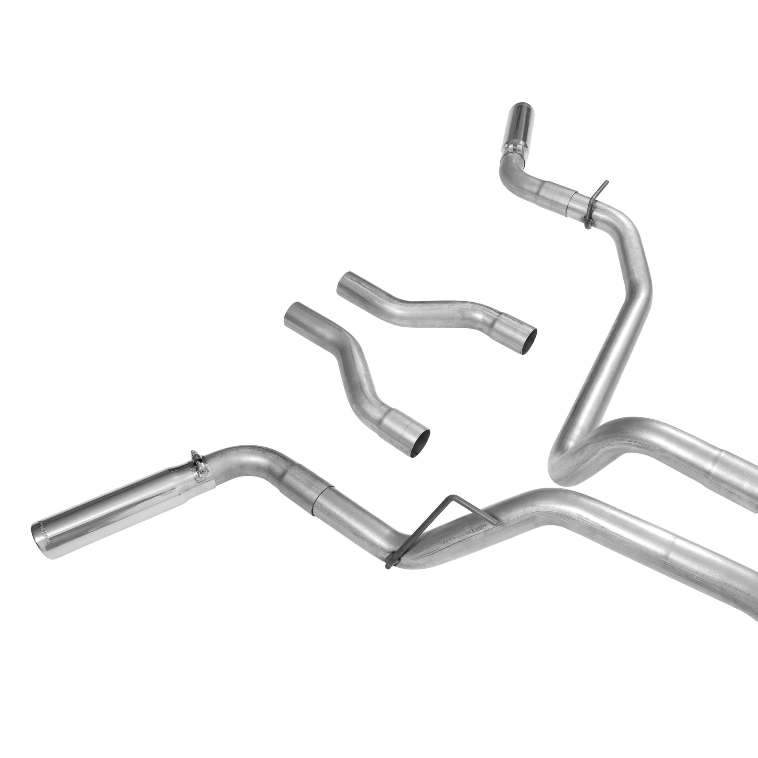 American Thunder Flowmaster 17438 Cat-Back Exhaust Kit Dual 2.5 Inch Aluminized Steel Tailpipes 3 Inch Polished 304 Stainless Steel Tips Compatible with 2003-2008 Dodge Ram 2500 3500 5.7L
