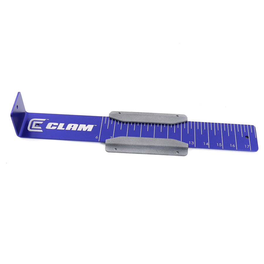 CLAM Fish Trap 15948 Precision Bump Board with Sleeve – 17" Aluminum Fish Measuring Board – Laser-Etched 10" to 17" Scale – Mountable to Shelter Tubs or Hard Surfaces – Includes Mounting Sleeve