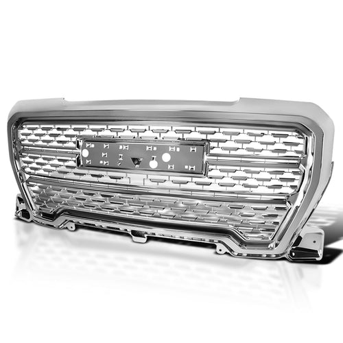 Chrome Denali Style Spec-D Tuning Front Bumper Hood Upper Grill Grille Compatible with 2019-2021 GMC Sierra 1500