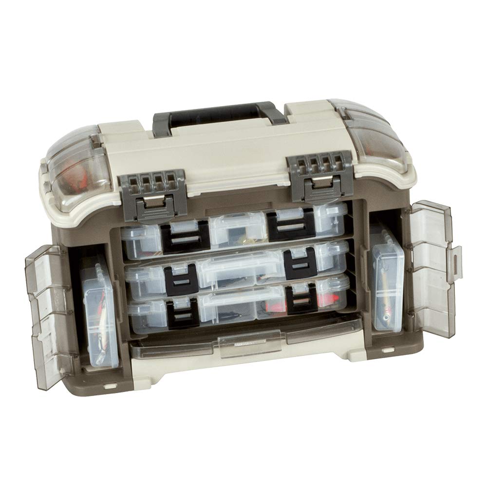 Plano Ultimate Angled Tackle System Elite Series, Graphite & Sandstone, Includes 6 StowAway Utility Boxes, Premium Tackle Storage for Fishing Gear and Accessories, Waterproof Case