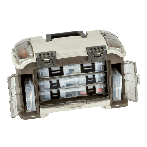 Plano Ultimate Angled Tackle System Elite Series, Graphite & Sandstone, Includes 6 StowAway Utility Boxes, Premium Tackle Storage for Fishing Gear and Accessories, Waterproof Case