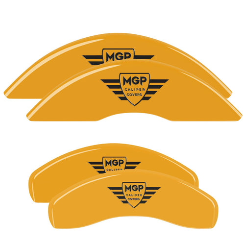 Brake Caliper Covers MGP - Compatible with 2021+ GMC Yukon, Yukon XL (Requires 18"+ Wheels) Powder-Coated Finish, 4 PCS Front and Rear (Yellow - MGP Engraving)