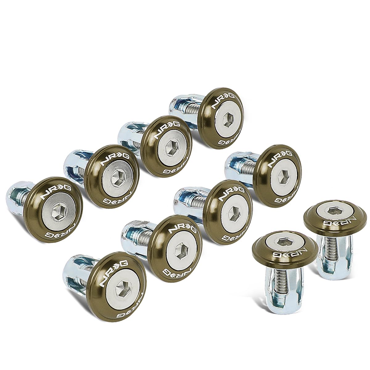 Fender Washer Kit NRG Innovations, Set of 10 Titanium Dress Up Bolt Kit for Plastic, Universal Rivets with M6 X 1 Thread, NRG-FW-100TI