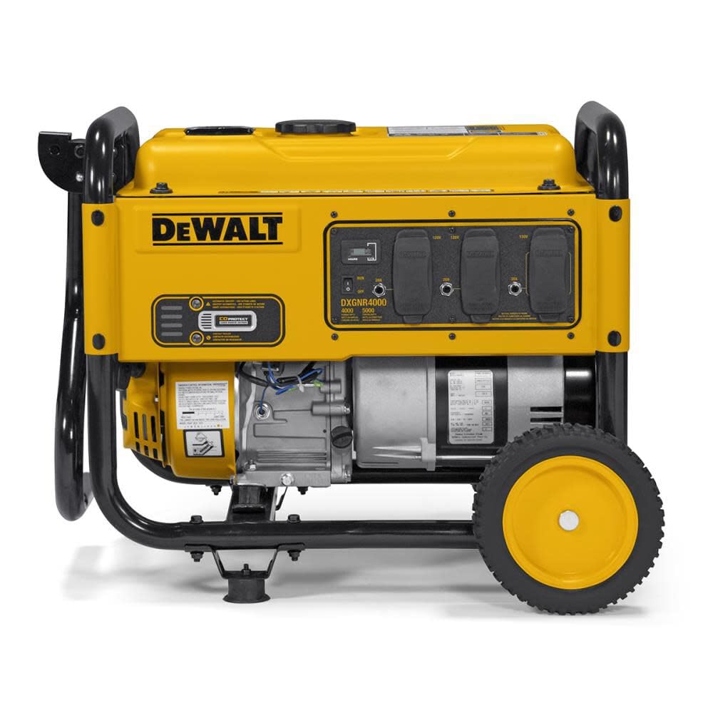 4,000-Watt DeWalt Portable Gas Generator - 223cc Engine - Idle Control - Heavy Duty Frame - Long Runtime - Emergency Power or Jobsite Ready - CO Protect - Durable Wheels