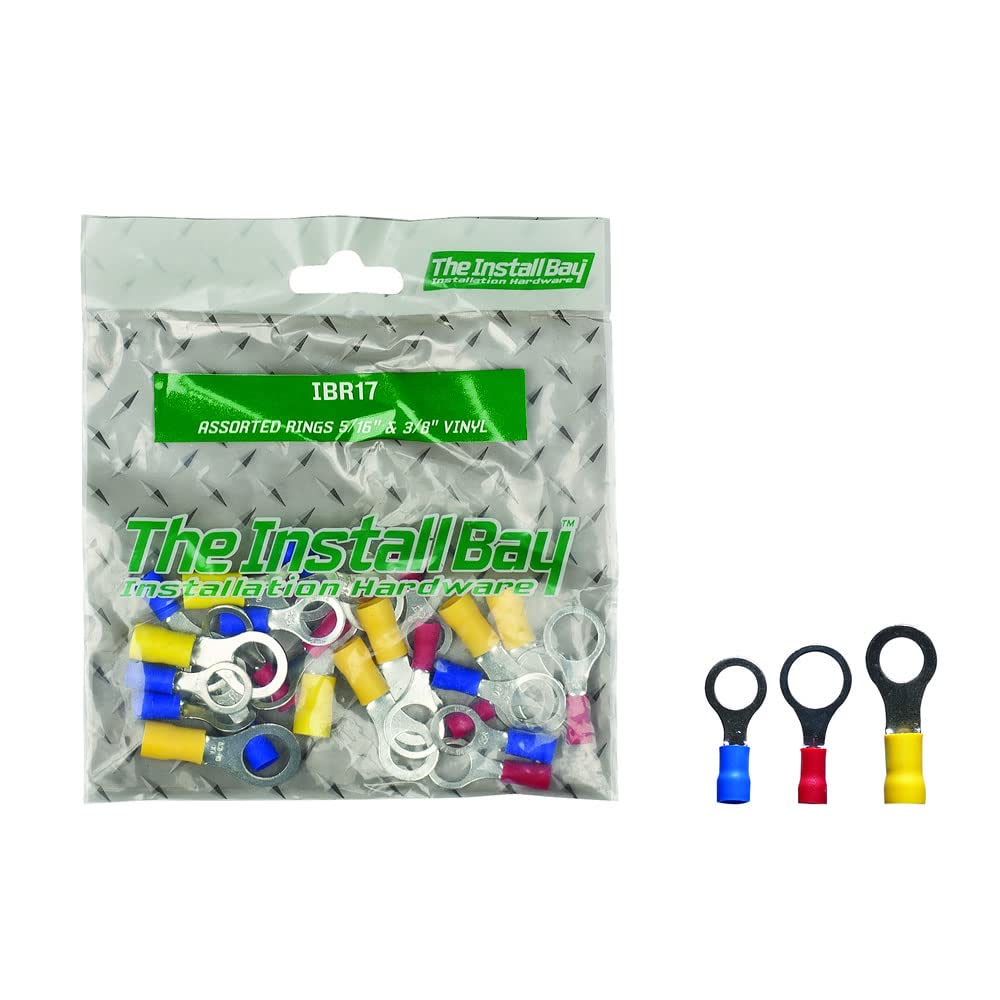 InstallBay Vinyl Assorted Ring Terminals 5/16 & 3/5 - Retail Pack